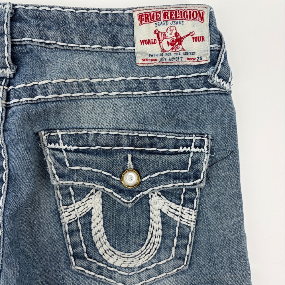 Y2K True Religion Jeans Joey Super T Thick Stitch Womens 25 x31 Low Rise Bootcut